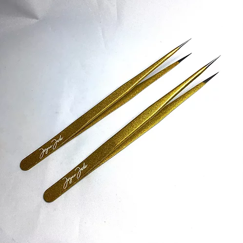Joyce Jade, Slim Gold, Straight Eyelash Tweezer Set